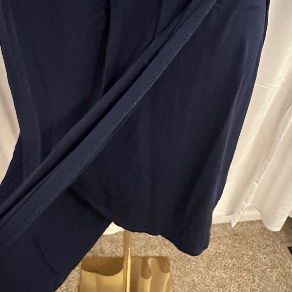 Tart Navy Draped and Pleated V-Neck and V-Back Cocktail Jersey Dress Medium - Picture 7 of 7